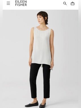 Eileen Fisher Long Silk Tank in Bone Size Large